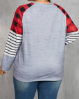 Plus Size Christmas Tree Plaid Round Neck Long Sleeve T-Shirt - Little Miss Vanilla