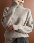 Women's Turtleneck Three-dimensional Rhombus Sweater