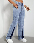 Contrast Bootcut Jeans with Pockets - Little Miss Vanilla