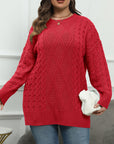 Plus Size Round Neck Long Sleeve Sweater - Little Miss Vanilla