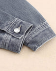 Gray Chest Pockets Drop Shoulder Loose Denim Jacket - Little Miss Vanilla