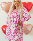 Pink Leopard Print Loose Fit Babydoll Mini Dress - Little Miss Vanilla