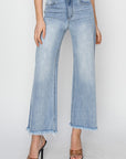 RISEN High Rise Crop Wide Fray Hem Jeans - Little Miss Vanilla