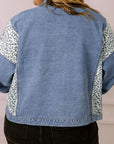 Plus Size Leopard Long Sleeve Denim Jacket - Little Miss Vanilla