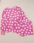 Pink Valentine Heart Shape Print Long Sleeve Top Shorts Lounge Set - Little Miss Vanilla