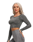 Seamless Yoga Top Fitness Long Sleeve Women Gym Crop Top