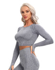 Seamless Yoga Top Fitness Long Sleeve Women Gym Crop Top