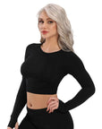 Seamless Yoga Top Fitness Long Sleeve Women Gym Crop Top