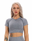 Seamless Yoga Top Fitness Long Sleeve Women Gym Crop Top