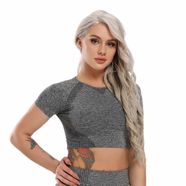 Seamless Yoga Top Fitness Long Sleeve Women Gym Crop Top