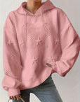 Plus Size Star Texture Long Sleeve Drawstring Hoodie - Little Miss Vanilla