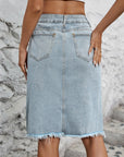 Raw Hem Slit Denim Skirt - Little Miss Vanilla