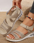 Summer Rhinestone Wedges Sandals Casual Sports Air Cushion Bottom Beach Shoes For Women Roman Sandals