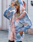 Tie Dye Soft Fleece Hooded Open Front Coat - Little Miss Vanilla