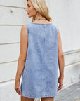 Scoop Neck Wide Strap Denim Dress - Little Miss Vanilla