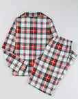 Red Christmas Plaid Print Two Piece Long Sleeve Pajamas Set - Little Miss Vanilla