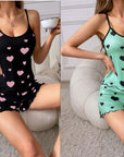 Ladies' Homewear Printed Love Strap Pajamas Casual Suit