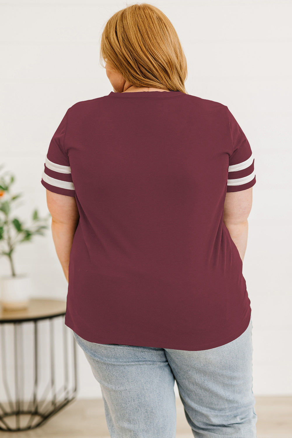 Plus Size Striped V-Neck Tee Shirt - Little Miss Vanilla