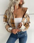 Plaid Lapel Cropped Jacket With Pockets Fashion Button Long Sleeve Short Outwear Tops Coat For Womens Clothing - Little Miss Vanilla