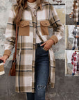 New Brushed Plaid Long Coat With Pockets Fashion Winter Jacket Outwear Women's Clothing - Little Miss Vanilla