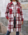 New Brushed Plaid Long Coat With Pockets Fashion Winter Jacket Outwear Women's Clothing - Little Miss Vanilla