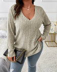 Plus Size V-Neck Long Sleeve T-Shirt - Little Miss Vanilla