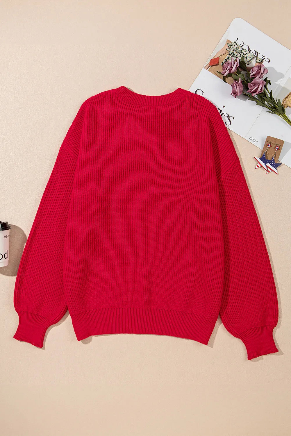 Plus Size Contrast Letter Round Neck Long Sleeve Sweater - Little Miss Vanilla