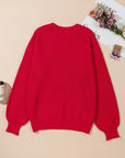 Plus Size Contrast Letter Round Neck Long Sleeve Sweater - Little Miss Vanilla