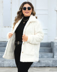 Plus Size Fuzzy Collared Neck Long Sleeve Jacket - Little Miss Vanilla