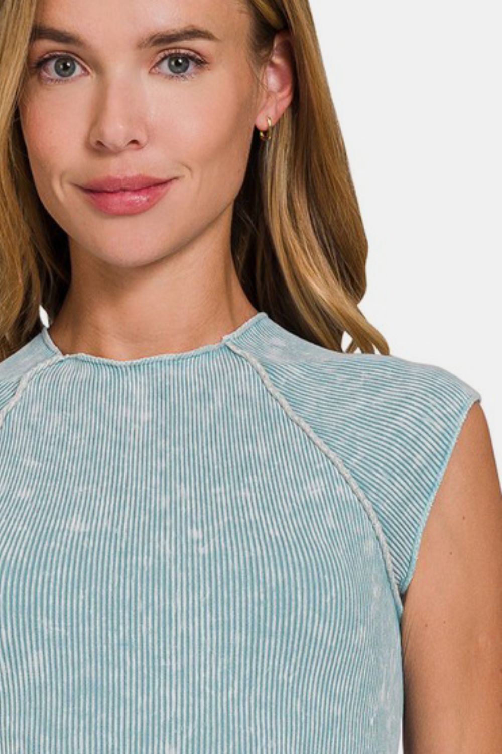 Zenana Ribbed Round Neck Cropped Top - Little Miss Vanilla