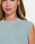 Zenana Ribbed Round Neck Cropped Top - Little Miss Vanilla