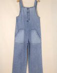 Wide Strap Denim Overalls with Pockets - Little Miss Vanilla