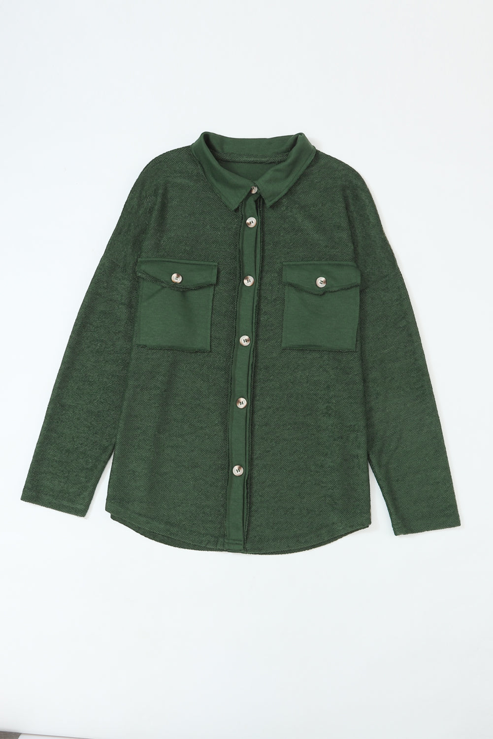 Green Contrast Flap Pockets Relaxed Shacket - Little Miss Vanilla