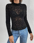 Leopard Mock Neck Long Sleeve Top - Little Miss Vanilla