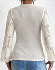 Mock Neck Lace Long Sleeve Top - Little Miss Vanilla