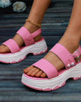 Casual Double-strap Sports Sandals Summer Fashion Solid Color Thick Bottom Buckle Fish Mouth Shoes Women