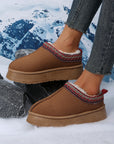 Chestnut Contrast Print Suede Plush Lined Snow Boots