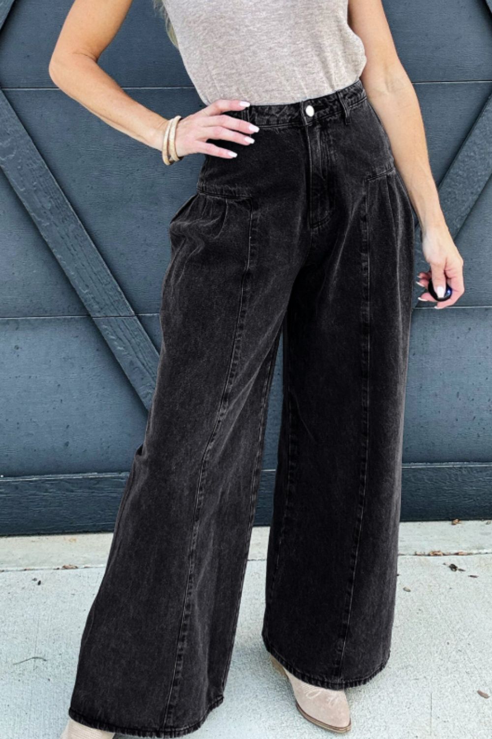 High Rise Wide Leg Jeans with Pockets - Little Miss Vanilla