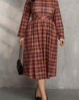 Plus Size Plaid Round Neck Long Sleeve Midi Dress - Little Miss Vanilla