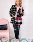 Black Plaid Colorblock Loose Shacket