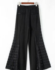 Black Boho Lace Patchwork Wide Leg High Waist Pants