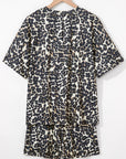 Black Cheetah Printed Casual Tee and Shorts Lounge Set