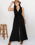 Plus Size V-Neck Wide Leg Jumpsuit - Little Miss Vanilla