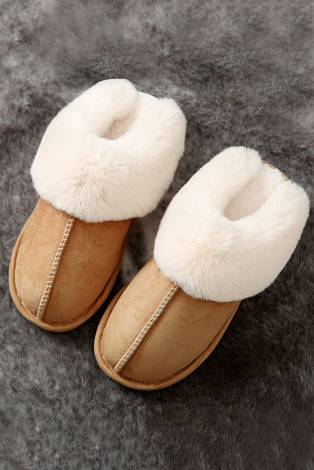 Camel Plush Suede Winter Home Slippers - Little Miss Vanilla