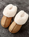 Camel Plush Suede Winter Home Slippers - Little Miss Vanilla