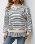 Perfee Faux Layered Striped Long Sleeve Sweatshirt - Little Miss Vanilla