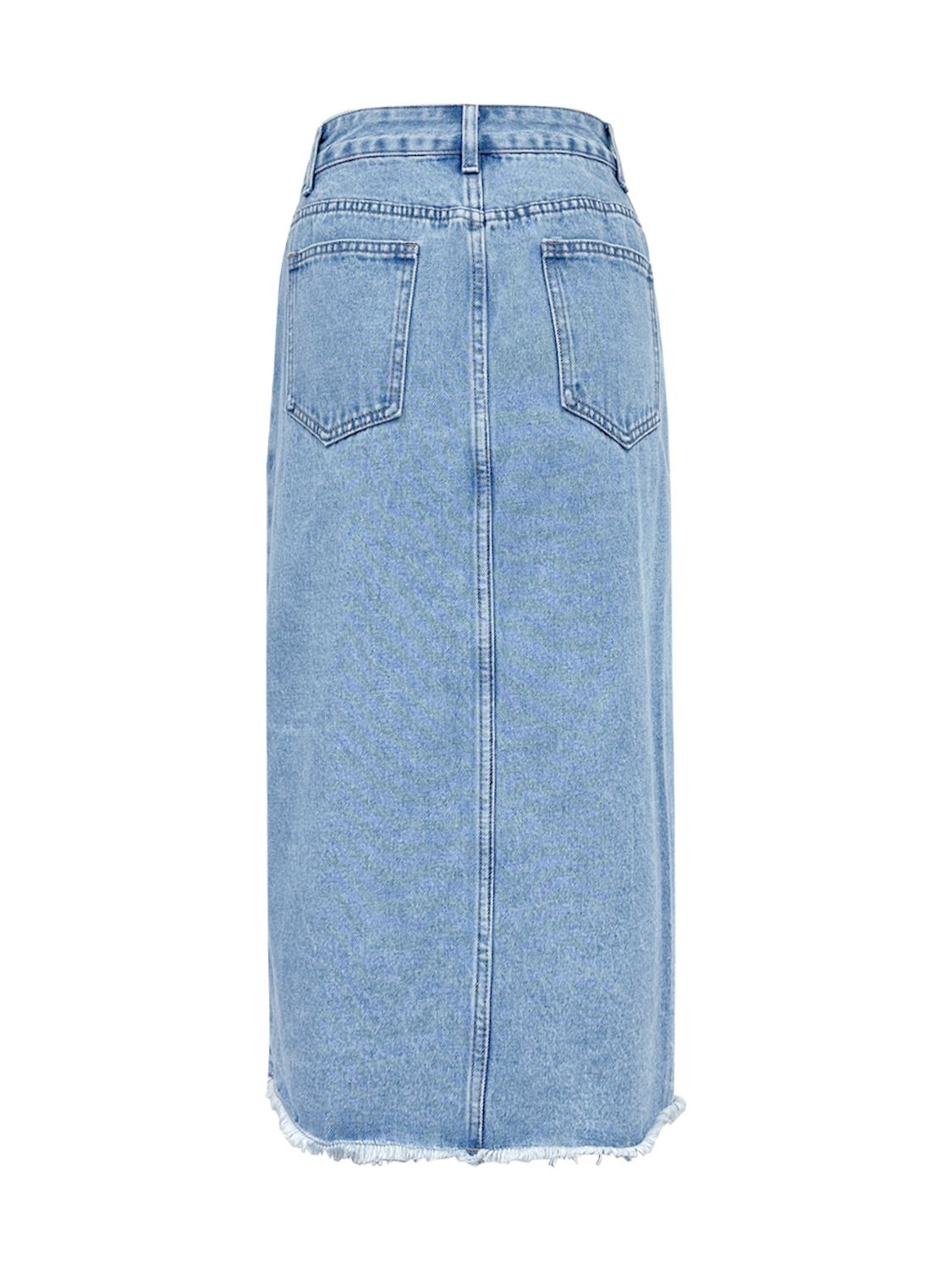 Raw Hem Slit Midi Denim Skirt - Little Miss Vanilla