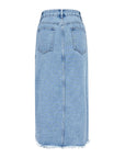 Raw Hem Slit Midi Denim Skirt - Little Miss Vanilla