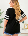 Plus Size Striped V-Neck Tee Shirt - Little Miss Vanilla