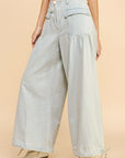 Davi & Dani Drawstring Hem Wide Leg Mid Rise Jeans - Little Miss Vanilla